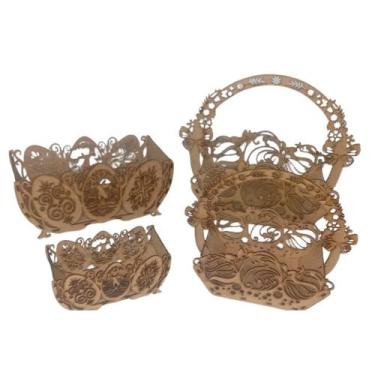 Imagem de Kit 05 Cesta de Pascoa  para presente, embalagem, lenbrancinha, decora