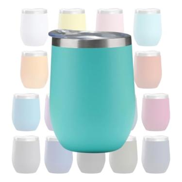 Imagem de Caneca Copo Térmico Aço Inox 360ml Para Cerveja Café Bebida Chopp Chá Vinho Leite Água Mini Cuia Com Tampa Antigotejamento Anti-vazamento (Azul Claro)