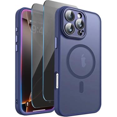 Imagem de TXXO Capa magnética para iPhone 16 Pro compatível com Magsafe, com protetores de tela de privacidade X2 [proteção total da câmera] Capa de telefone fina translúcida fosca à prova de choque para 16 Pro
