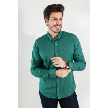 Imagem de Camisa Social Verde Escuro Masculina Manga Longa Anticorpus-Masculino