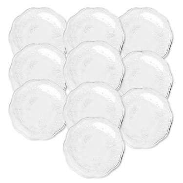 Imagem de Jogo 10 Prato De Sobremesa Vidro New Butterfly Borboletas Flores 20cm Lyor