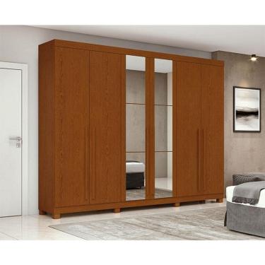 Imagem de Guarda Roupa Casal Ambiente Bertha 6 Portas Frassino com Pés e Espelho - Lopas