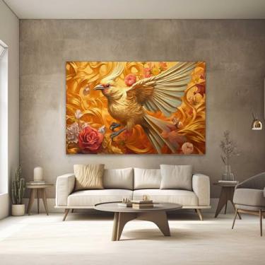 Imagem de Quadros Decorativos para Quarto Sala 40x60 Fenix Dourada Grande Escritório Hall