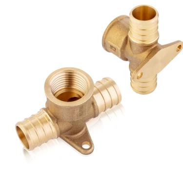 Imagem de (pacote com 2) EFIELD 3/10.2 cm Pex x 3/10.2 cm Pex x 3/10.2 cm fêmea NPT encaixes de latão de crimpagem em T de orelha gota, ASTM F1807