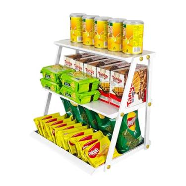 Imagem de CozyNova Expositor de doces de 3 níveis - Suporte de lanche com suporte de lanche - Balcão multifuncional para lanche e suporte de chips para lojas - Suporte de exibição de cupcake (branco)
