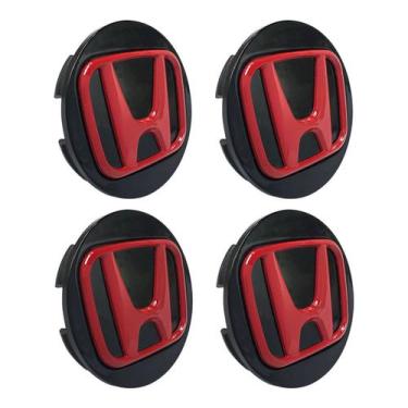 Imagem de Jogo Calota Central 69mm Honda New Civic Preta com Vermelho - RRT