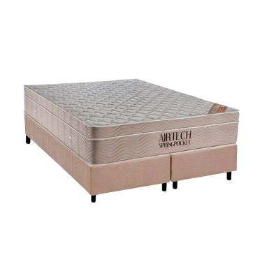 Imagem de Conjunto Box Queen: Colchão Molas Ortobom SuperPocket Airtech Spring + Base crc Suede Clean(158x198)