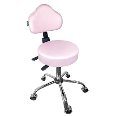 Imagem de Cadeira Mocho Rosa Claro Ergonômico Base Cromada - ultra Móveis