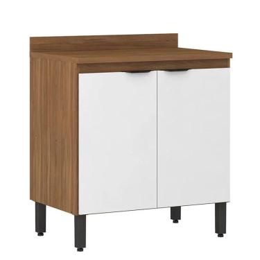 Imagem de Balcão Firenze 2 Portas 80cm Com Tampo Mdp Demóbile Amendola Branco