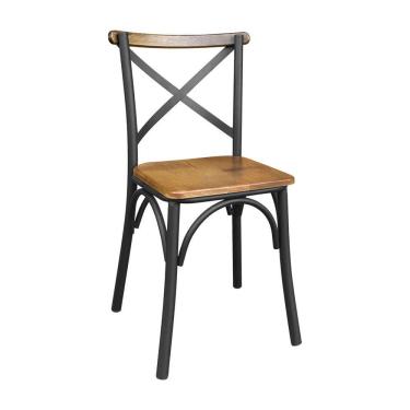 Imagem de Cadeira Paris Katrina Aluminio E Madeira Premium Preto - Preto