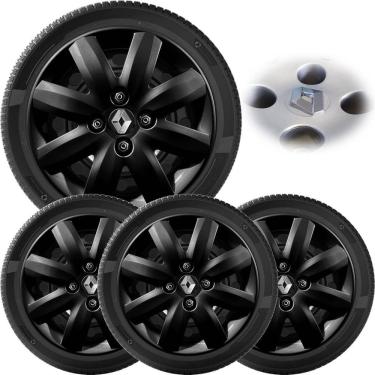 Imagem de 4X Calota Clio Logan Sandero 2007 A 2013 Aro 14 Black Piano