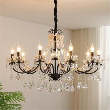 Imagem de OUFULA Luxo Francês Cristal Lustre Americano Retro Criatividade Sala de Estar Restaurante Quarto Villa Hotel Café Bar Lâmpada Pendente (A 10 luzes)