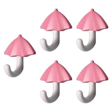 Imagem de Ｂｅｓｇａ 5x ganchos de casaco para parede ganchos decorações cozinha entrada porta chave titular ganchos utilitários para chapéu chave toalha bolsa cachecol, Rosa Branco