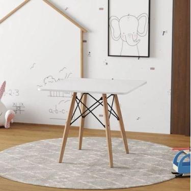 Imagem de Mesa Eames Eiffel Infantil Madeira Tampo 68cm Quadrado Branco - House 