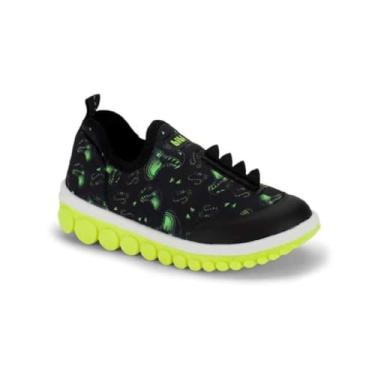 Imagem de Tênis Infantil Roller 2.0 Lycra Preto com Estampa Dino Lumen Design Moderno e Divertido com Material Flexível e Confortável Perfeito para o Dia a Dia das Crianças Oferecendo Leveza e Segurança (Preto/Estampa Dino Neon, BR, Criança de 1 a 3 anos, Numérico, 23)