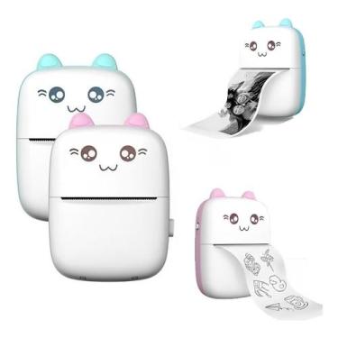 Imagem de Mini Impressora De Bolso Térmica Bluetooth Criança Gatinho Cor Rosa - 