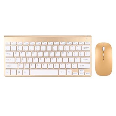 Imagem de Combinação de Teclado e Mouse Sem Fio, Teclado de Computador Sem Fio Ultrafino, Mouse Ergonômico e Silencioso, Conjunto Compacto de Mouse e Teclado USB para PC, Laptop e Tablet (Ouro)