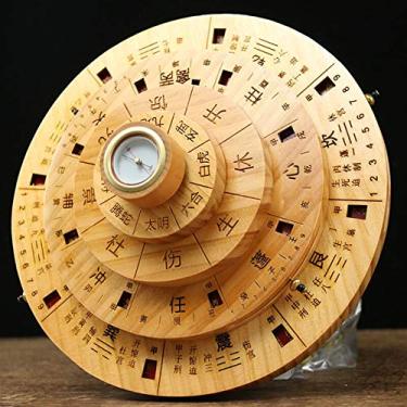 Imagem de Bússola Feng Shui I Ching toca-discos ornamentos manuais bússola artesanal placa Feng Shui chinês Feng Shui Luo Pan (Cor: D) (A)