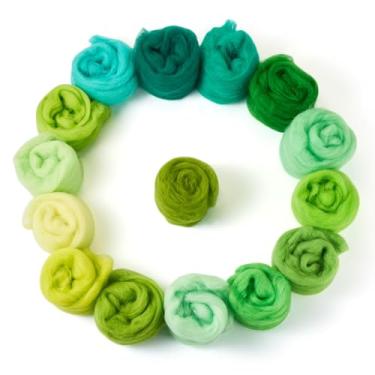 Imagem de Spritewelry Agulha de feltragem de 75 g de lã verde para feltragem de agulhas, multicolorida, macia, para feltragem, artesanato, suprimentos de fiação manual