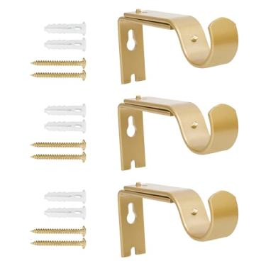 Imagem de Eikshy Suportes de varão de cortina ajustáveis resistentes, pacote com 3 suportes de haste premium para parede, ganchos de varão de cortina, ganchos de varão de cortina para haste de 7/8 ou 2,5 cm