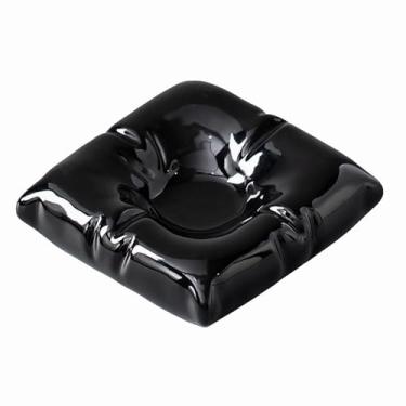 Imagem de Cinzeiro de mesa criatividade cinzeiros de mesa de cerâmica moderno estilo de fumar para uso doméstico escritório ornamentos (tamanho: Black)