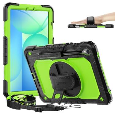 Imagem de Timecity Capa para Samsung Galaxy Tab S10 FE/ S9 FE 5G 10,9 polegadas/S9 11 polegadas - Capa protetora resistente com protetor de tela, suporte giratório, alça de ombro e suporte para caneta S |