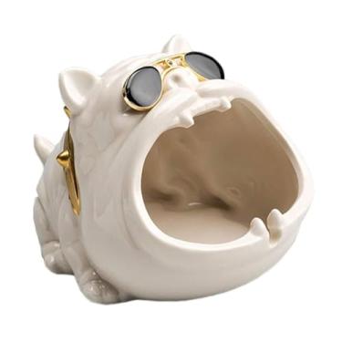 Imagem de Cinzeiros de mesa de cerâmica cinzeiro de mesa criatividade de moda personalidade para homens mulheres a fumar para uso doméstico escritório ornamentos (tamanho: branco)