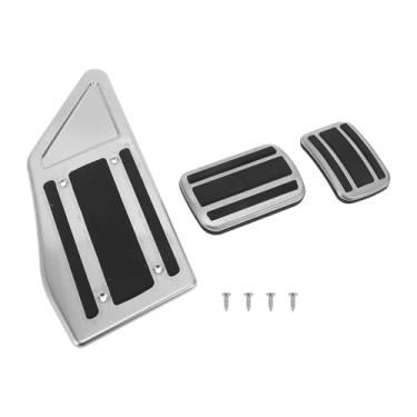Imagem de Hihaha 3 peças de almofadas de pedal para pedal acelerador de pé para Peugeot 508 2012-2014 aço inoxidável prateado