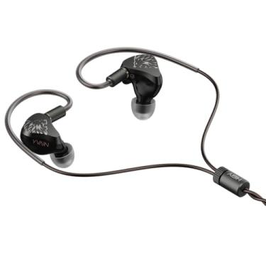 Imagem de HiBy YVAIN Monitores intra-auriculares Hi-Fi, sistema acústico de precisão de 4 drivers, crossover de três vias, cabo de cobre de cristal único Litz, ajuste confortável ergonômico – ideal para