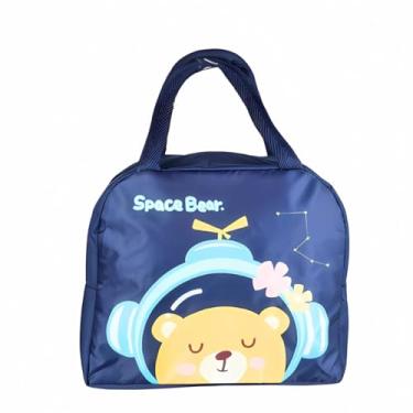 Imagem de Bolsa Lancheira Térmica Infantil Animais Bonitinhos Alça Dupla Quente Frio Escola e Passeios (Urso Astro Azul)