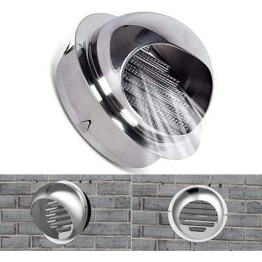 Imagem de Tampa De Ventilação De Parede De Duto Redondo à Prova De Intempéries 3.9" 4.3" 11.8" Tampa De Grade De Aço Inoxidável Com Venezianas, Ventilação Externa De Nariz D, 2.4inch - 60mm