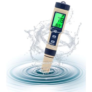 Imagem de Tudoupeng Testador de sal de piscina e medidor de pH digital 5 em 1 medidor de salinidade pH EC Temp TDS para qualidade da água, testador de água à prova d'água com luz de fundo para piscina, aquário