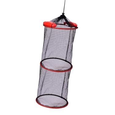 Imagem de simhoa Float Fish Basket Nylon Mesh Rede Fechamento de cordão de tração Portátil Balde de pesca bem dobrável para lacteres lagostas Live, Dupla Camada