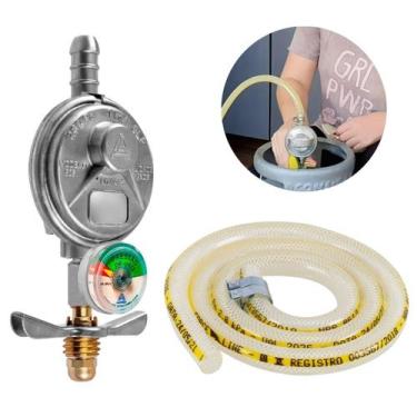 Imagem de Regulador Registro De Gás Com Monômetro + Mangueira 1,2M - Alianca