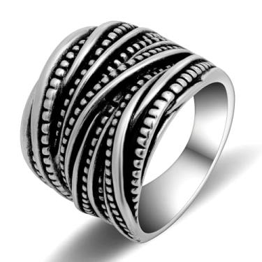 Imagem de Mytys Anel cruzado entrelaçado de 2 tons, moderno, grosso, anéis, para mulheres, ouro preto, prata, ouro rosa, banhado a ouro grande, joias de fantasia, Metal, Zircônia cúbica