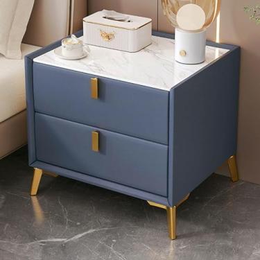 Imagem de Mesa de cabeceira moderna, mesa lateral moderna, armário de cabeceira nórdico de ardósia com 2 gavetas, sem necessidade de montagem para sala de estar, quarto, cabeceira, entrada, casa, escritório, D