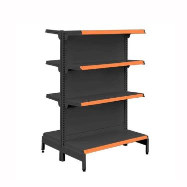 Imagem de Gôndola Prateleira Preta Para Supermercado 4 Níveis 40x30 New Plus 1,40 Central Inicial pe Laranja - sa Gôndolas