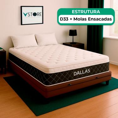 Imagem de Cama Box Baú Casal e Colchão Dallas Molas V-Store