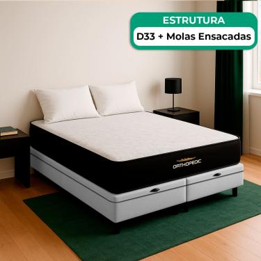 Imagem de Cama Box Baú King e Colchão Orthopedic D33 V-Store