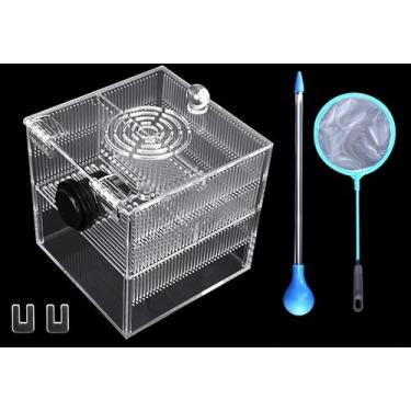 Imagem de Caixa magnética criadora para tanque divisor caixa de isolamento incubadora de aclimatação incubadora de peixes para guppy baby betta camarão, anêmonas de água salgada, peixes agressivos ou feridos