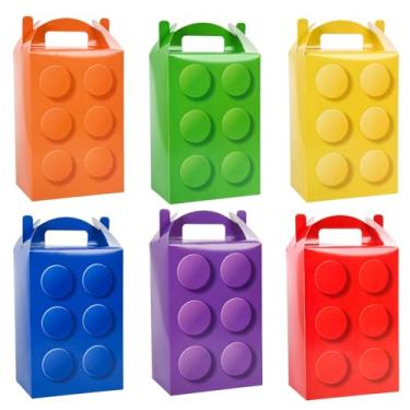 Imagem de DjinnGlory Pacote com 24 blocos de montar caixas de lembrancinhas de festa, lindas caixas de empena pequenas para festas de aniversário, presentes de sala de aula e pequenas empresas 19 x 12 x 9 cm