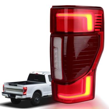 Imagem de STRAUTOS Luzes traseiras compatíveis com conjuntos de lanternas traseiras 2020 2021 2022 Ford F250 F350 Super Duty acessórios de luz traseira tipo halogênio (LED com ponto cego, lado direito do