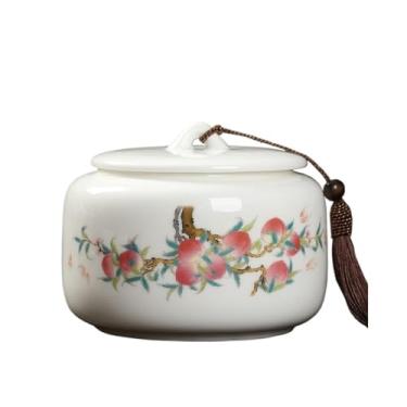 Imagem de Lata de chá Lata de chá de cerâmica com tampa, jarra de armazenamento de grande capacidade para servir café moído, chá, açúcar, sal e muito mais Caixa de chá(Pink)