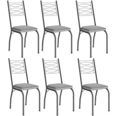 Imagem de Kit 6 Cadeiras Aço Carbono Tubular Metálica Acabamento D-25 Luana