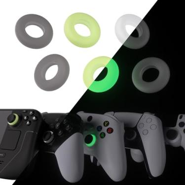 Imagem de playvital 3 Pares De Anéis Precisão Controle Movimento Alvo Silicone Para Ps5, Ps4, Xbox Series X/S/One 360, Switch Pro, Steam Deck - Transparente, Preto E Branco Verde Escuro Brilhante