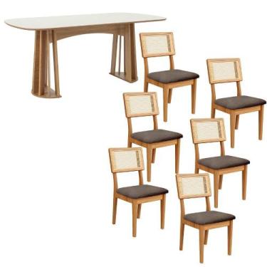 Imagem de Mesa de Jantar Retangular 180cm com 6 Cadeiras 100% MDF - Casa Lar SJ,