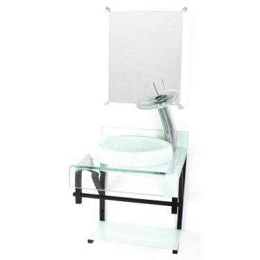 Imagem de Gabinete de vidro 40cm para banheiro curvado duplo pp cuba chapéu bran