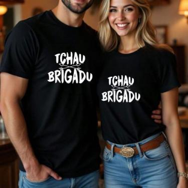 Imagem de Camiseta Algodão Unissex Casal Country Estampa Tchau Brigadu Modinha R