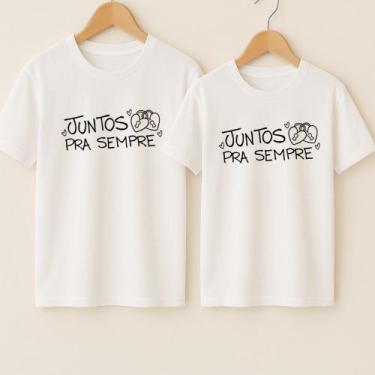 Imagem de Camiseta Blusa Unissex Algodão Estampa Juntos Para Sempre Casal Namora