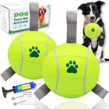 Imagem de Magicorange Bola para cães, bolas de tênis interativas para animais de estimação para cabo de guerra e brincadeiras aquáticas, bolas de pastoreio para cães médios e grandes (amarelo, pacote com 2)